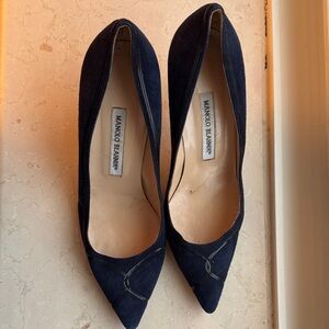 Manolo Blahnik Navy Suede Heels
